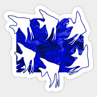 Currents Liquid Abstract Blue Angelfish Silhouette Sticker